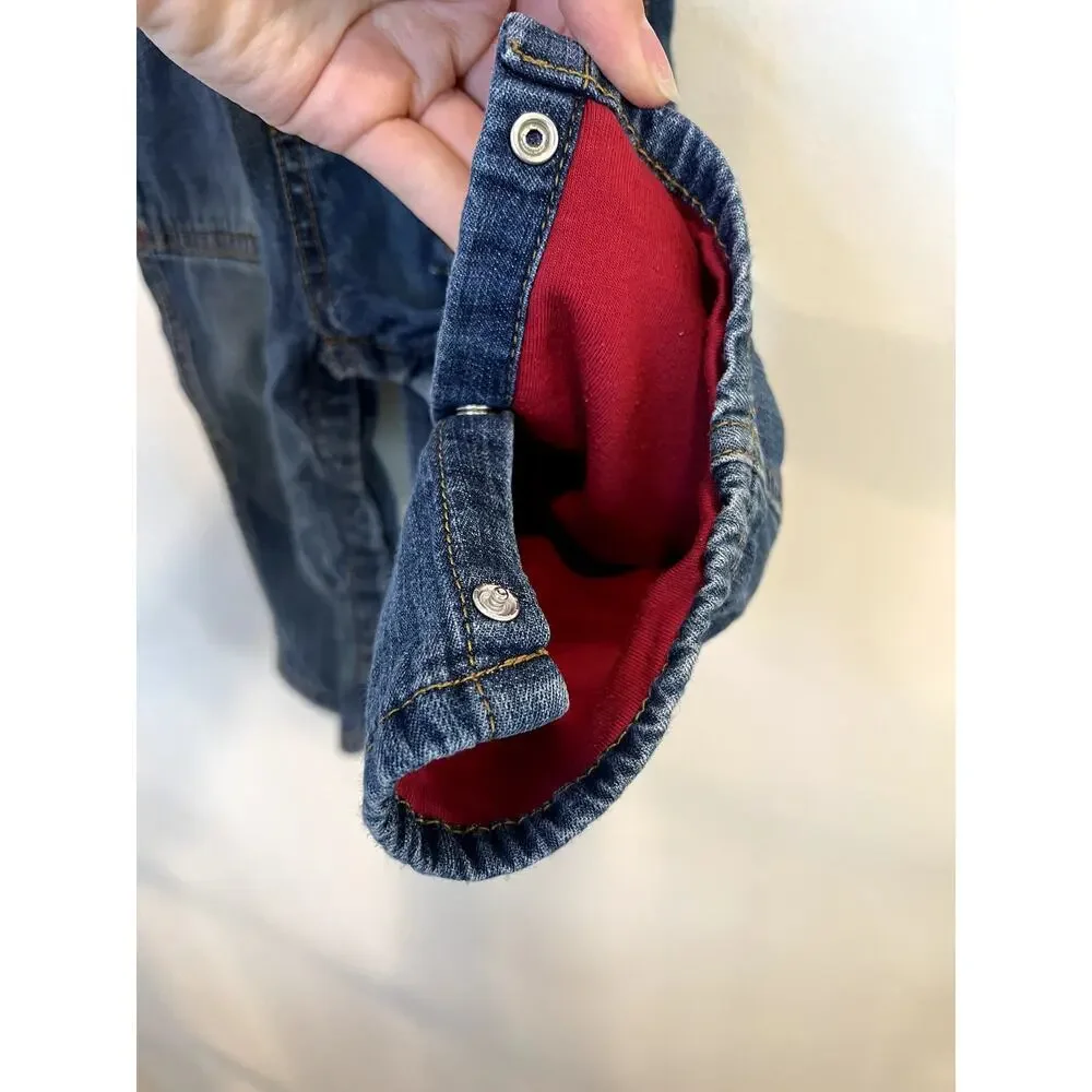 Vintage Gymboree Denim Overalls Baby 6-12M Red Lined Classic Toddler Jean